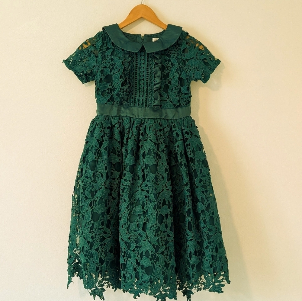 Elegant Green Lace Kids Dress - Picture 10 of 10